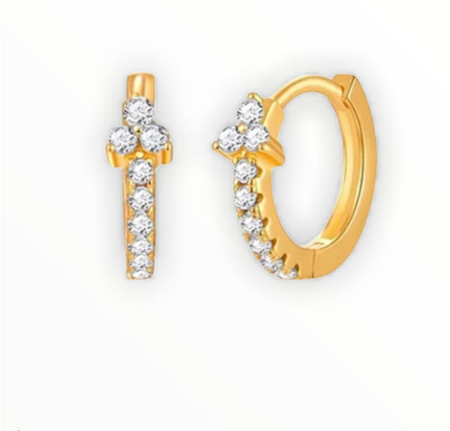 Jewel Encrusted Huggie Hoop Earrings - Amore  Collection Jewelry