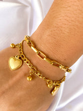 Load image into Gallery viewer, Double Layer Heart Charm Bracelet
