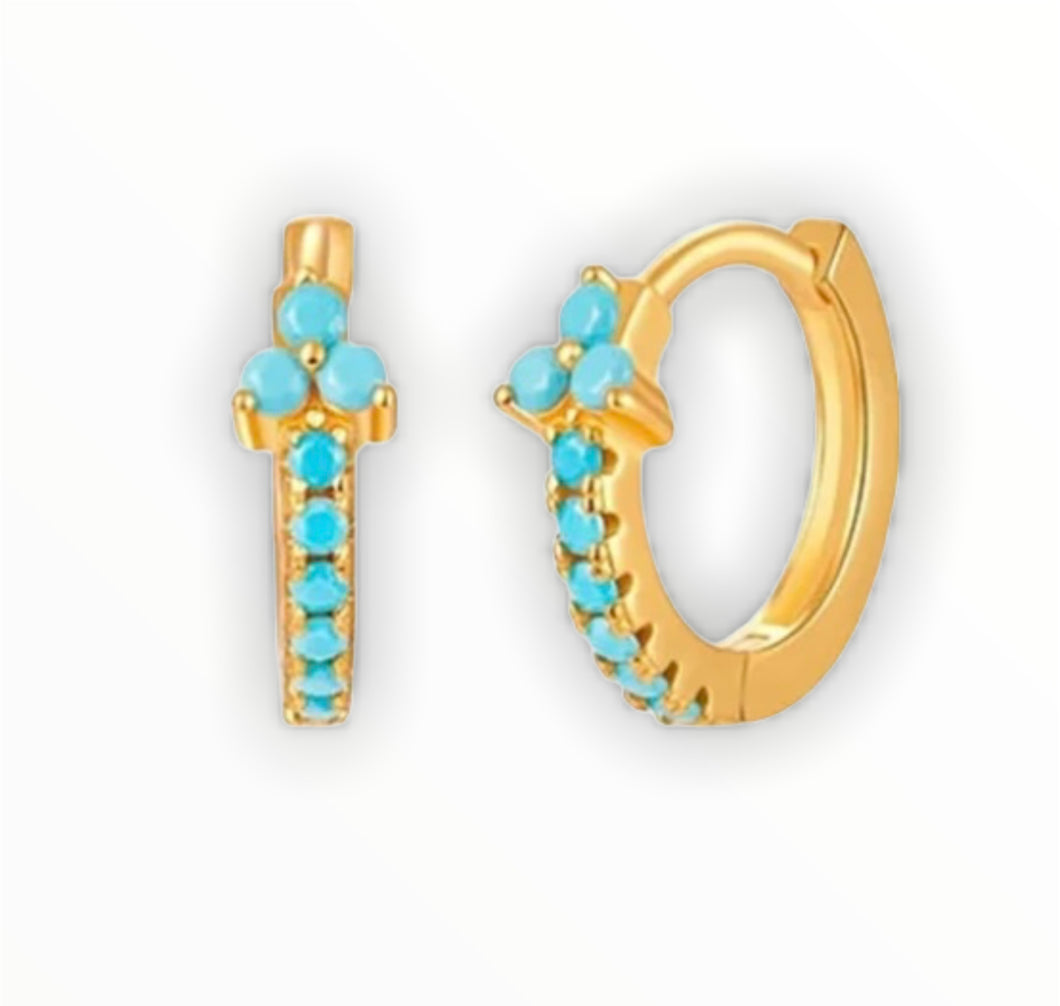 Jewel Encrusted Huggie Hoop Earrings - Amore  Collection Jewelry